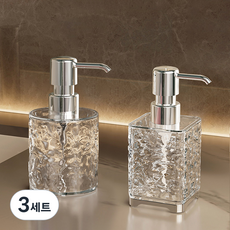 모나코올리브 샹드리에 세제 디스펜서 원형 300ml + 사각 300ml 세트, 투명, 3세트