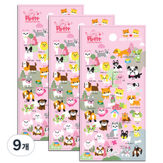 쁘띠팬시 MINI PUPPY 팬시스티커, 혼합 색상, 9개