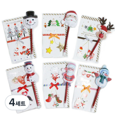 크리스마스 카드 + 볼펜 6종 세트, 혼합색상, 4세트