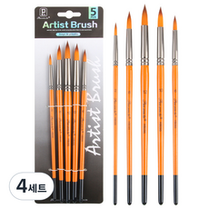PanWenBo 尼龍藝術刷具 5種組 圓刷 橘色, 2號, 8號, 12號, 10號, 6號, 4套