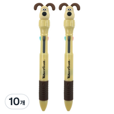 핑크풋 W G 피규어 그로밋 4색 회전 볼펜 0.5mm, 베이지, 10개