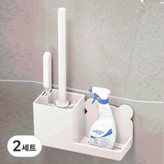리얼피키 조정 가능한 각도 변기 브러시 세트, 화이트 타입 B, 2세트