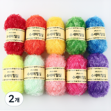 유니아트 수세미털실 10종 세트, 혼합색상, 2개