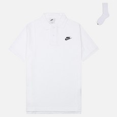 Nike 男款 NSW Club Matchup 翻領 T 恤 CJ4457-100 + Welldone 襪子套組