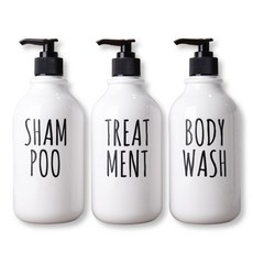 로맨틱노벰버 레터링 욕실 디스펜서 화이트 3종, 1세트, 혼합색상