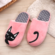 TAY SONG 太松 超萌俏皮動物室內布拖鞋, 柔軟舒適親膚, 包覆性強, 38/39, 貓, 1雙