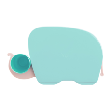 Firgi 嬰兒餐盤+杯子+湯勺+叉子組, 薄荷綠, 餐盤+蓋子+杯子