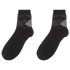 DAKS 菱形圖案棉襪 2雙, 黑色
