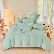 台灣製 素色舒柔棉床包枕套組 單人 湖水綠 舒適親膚