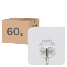 強力掛勾 20個, 黏貼式防水掛勾, 強力耐重, 不傷牆面, 透明, 60個