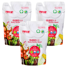 FARLIN 奶瓶蔬果清潔劑 補充包 抗敏低刺激 配方溫和不傷手 泡沫細膩 植物性配方 不殘留乳垢, 700ml, 3包