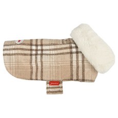퍼피아 반려동물 윈저 클래식체크 퍼카라 코트 CA2259, 베이지, 1개
