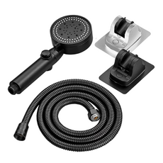 EDISH 5檔增壓蓮蓬頭套裝 (2入), ABS材質 蓮蓬頭 9x25cm, 蓮蓬頭支架 8x12.5cm, 防纏繞軟管 1.5米, 1組, 支架顏色隨機