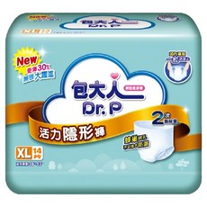 Dr.P 包大人 活力隱形褲 薄型設計 蜂巢網孔技術吸收鎖水, XL(腰圍38~53吋), 14片, 1包