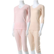 凱莉露西 女用40支棉網眼七分上衣 + 八分下身 套裝 2件組