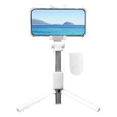 홈플래닛 2in1 경량 리모컨 블루투스 휴대폰 셀카봉 삼각대, 화이트, 1개, SHUTTER BLT21-02
