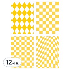 Iciel design 6孔補充內頁 棋盤格 4款組合 黃色, 12套