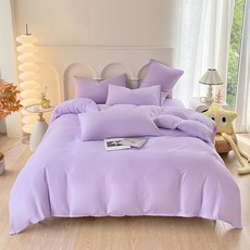 素色舒柔棉床包枕套組 床包 + 枕套 2個 Queen Size 薰衣紫 台灣製