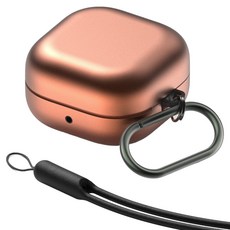 케이맥스 갤럭시 버즈 4/ 4 프로 페블 케이스 카라비너 실리콘 스트랩, 버즈4 / 버즈4프로, 로즈골드, 1개