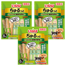 INABA 汪啾嚕肉泥捲心條 犬用 腸胃保健配方, 雞肉 + 綜合蔬菜, 3袋