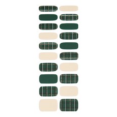 GLOSSYBLOSSOM 凝膠美甲貼 20入, Vintage green check, 1組