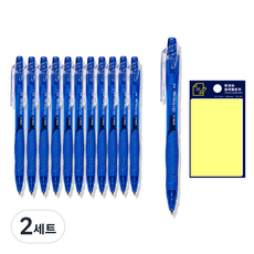 DONG-A Gelstream 原子筆 C-0.5 12p + Tukobi 黃色便利貼 組合, 藍色, 2套