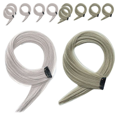 타이탄 포인트 헤어 브릿지 똑딱이 컬러 피스 부분 가발, 실버 2개, 애쉬카키 2개, 3개