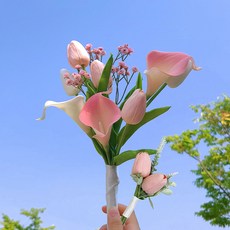 Eplein 戀愛人造花婚禮捧花 + 胸花組合, 1個, 粉紅色