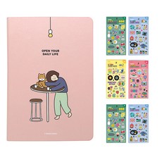 粉足大麥多年生日記+4張Neutro貼紙+2張隨機套裝, 粉色