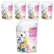 NATURE LOVE MERE 啵樂樂 超濃縮凝膠嬰兒衣物柔軟精 爽身粉香 補充包, 1.5L, 5個