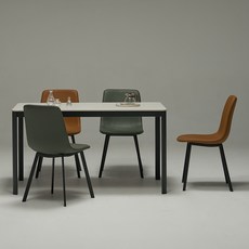 보니애가구 에븐 포세린 1200 세라믹 식탁 + 의자 4p 세트 방문설치, 식탁(아티쿠스그레이), 의자(퍼니그린2P+브라운2P), 일반의자 4