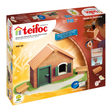 teifoc DIY益智磚塊建築玩具 德國製造 原裝進口 培養兒童創造力 鄉村農舍, 咖啡色, 1組