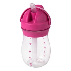 OXO tot 寶寶啾吸管杯 弧形瓶身設計 寶寶好抓不滑手 不易潑濺鴨嘴吸口設計, 莓果粉, 250ml, 1個