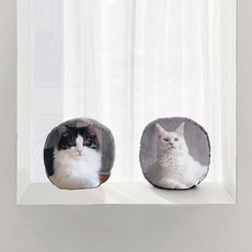 超細纖維圓形貓印花靠墊, 優雅娘