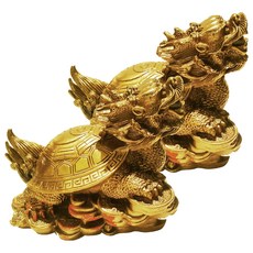 開運陶源 乾坤八卦套裝, 龍龜 金色, 2個