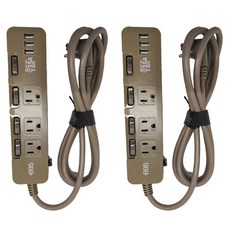 886 極野家 4開3插 3USB過載保護延長線 3孔 3.5A大輸出, 1.8m, 奶茶棕, 2個