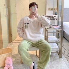 2'nd Pink 情侶款 恐龍之戀 加厚超細纖維睡眠睡衣 上下衣套裝