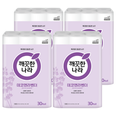 KleanNara 可綠納樂 Deco&Lavender 3層高級捲筒衛生紙, 4個, 30m, 30入