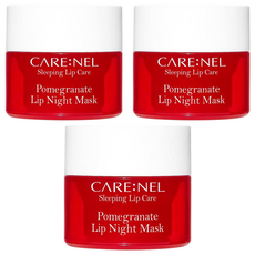CARENEL 晚安唇膜旅行3入組 紅石榴 5g, 深層滋潤, 改善唇紋, 柔嫩雙唇, 1盒