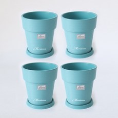 MORIANN 素色塑膠花盆+底座組, 薄荷, 4組