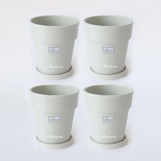 MORIANN 素色塑膠花盆+底座組, 米色, 4組