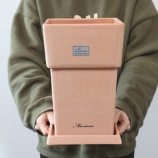 MORIANN 塑膠方形花盆+方盤, 2030 紅陶, 1組