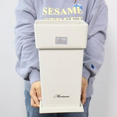 MORIANN 塑膠方形花盆+方盤, 2237 米色, 1組