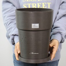 MORIANN 萊斯曼 塑膠花盆+托盤組 圓形, 2330 棕色, 1套