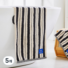 Modern House ETF 雙條紋洗臉毛巾 40 x 80 cm 190g, 5個, 黑色