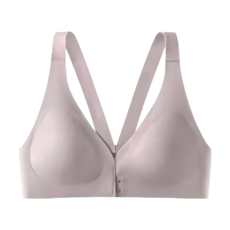 前扣式冰絲內衣, 80%錦綸, 20%氨綸, V型美背, 無鋼圈, L, 霧霾紫