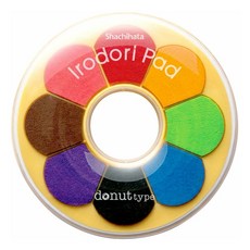 Shachihata 寫吉達 甜甜圈8色印台 Irodori Pad 油墨顏料, 粉紅色 + 紅色 + 橙色 + 淺綠色 + 鈷藍 + 黑色 + 紫色 + 棕色, 1個