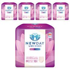 뉴데이 여성용 언더웨어 울트라슬림 성인기저귀, 중형, 10매입, 5세트