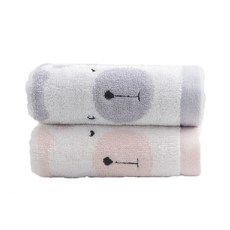星紅織品 可愛眨眼熊純棉毛巾 (4入/組), 粉色/灰色各2, 尺寸: 73*33cm, 1組