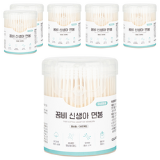 꿈비 신생아 면봉 원통형 엠보형, 6개, 300개입